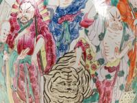 A Pair of Large Chinese Famille Rose Porcelain Bottle Vases