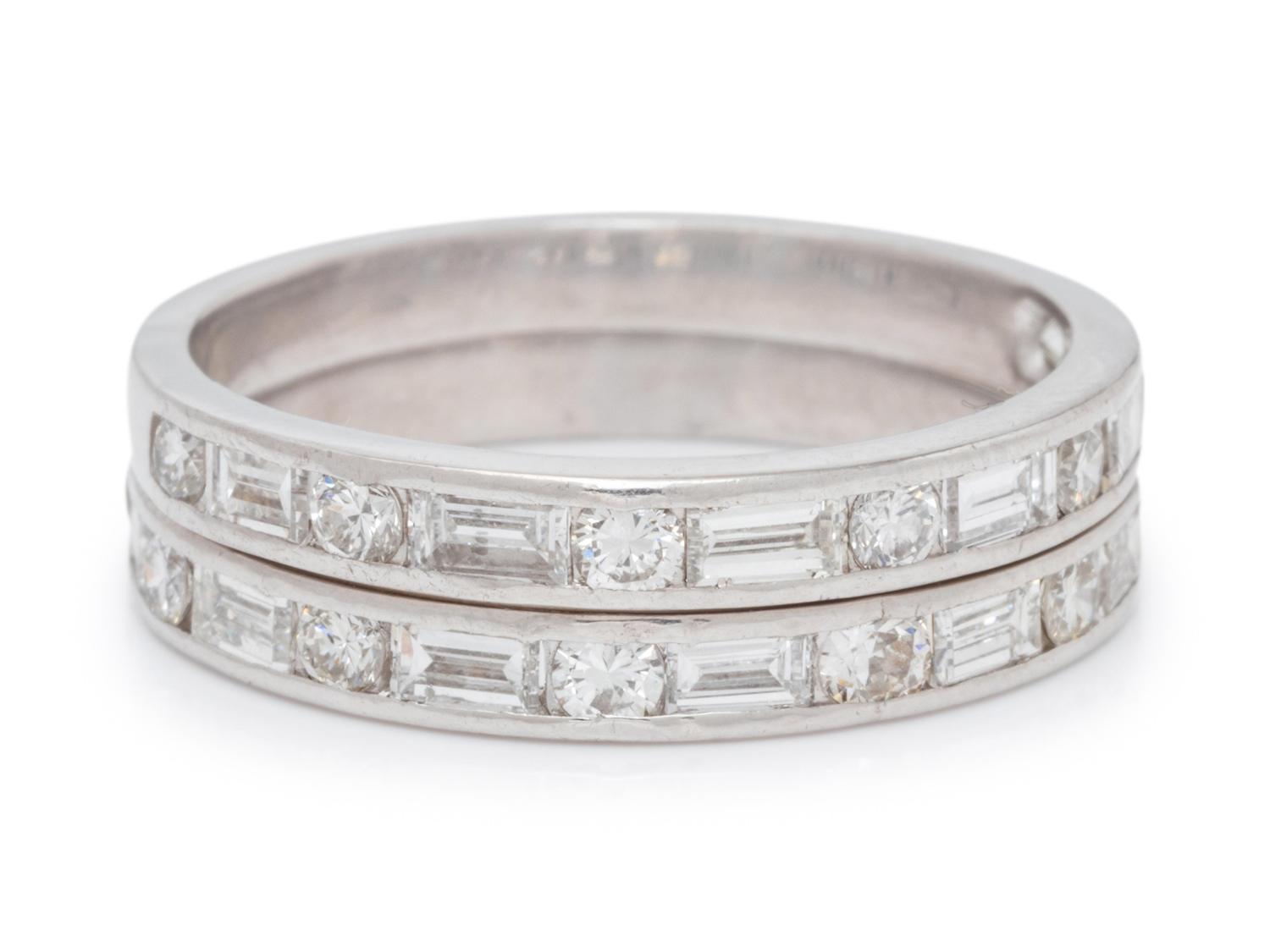 A Pair of White Gold and Diamond Rings,