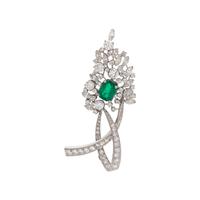 EMERALD AND DIAMOND BROOCH