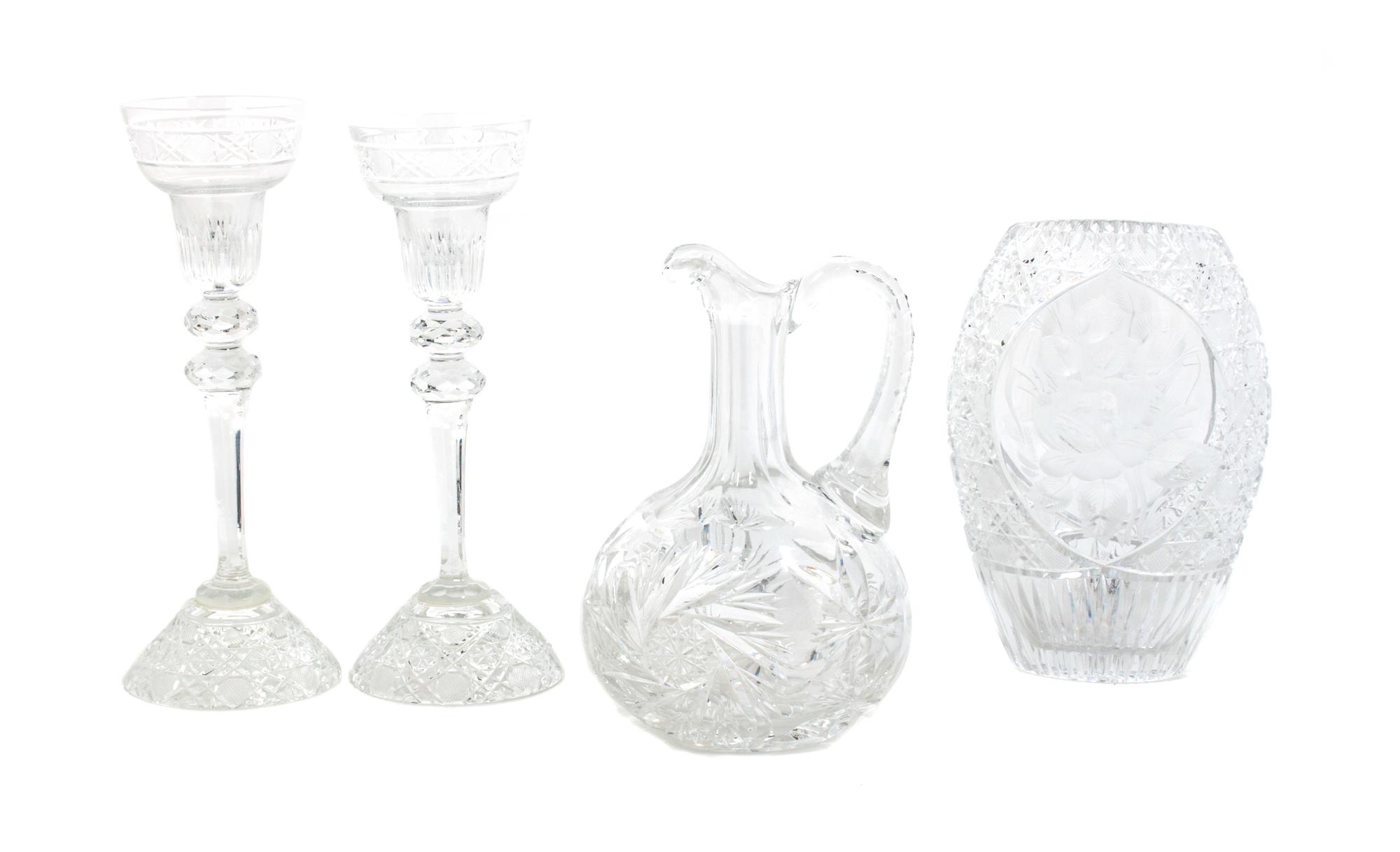 A Collection of Cut Glass Articles Height of first pair 10 inches. — SECOND HALF 20TH CENTURY