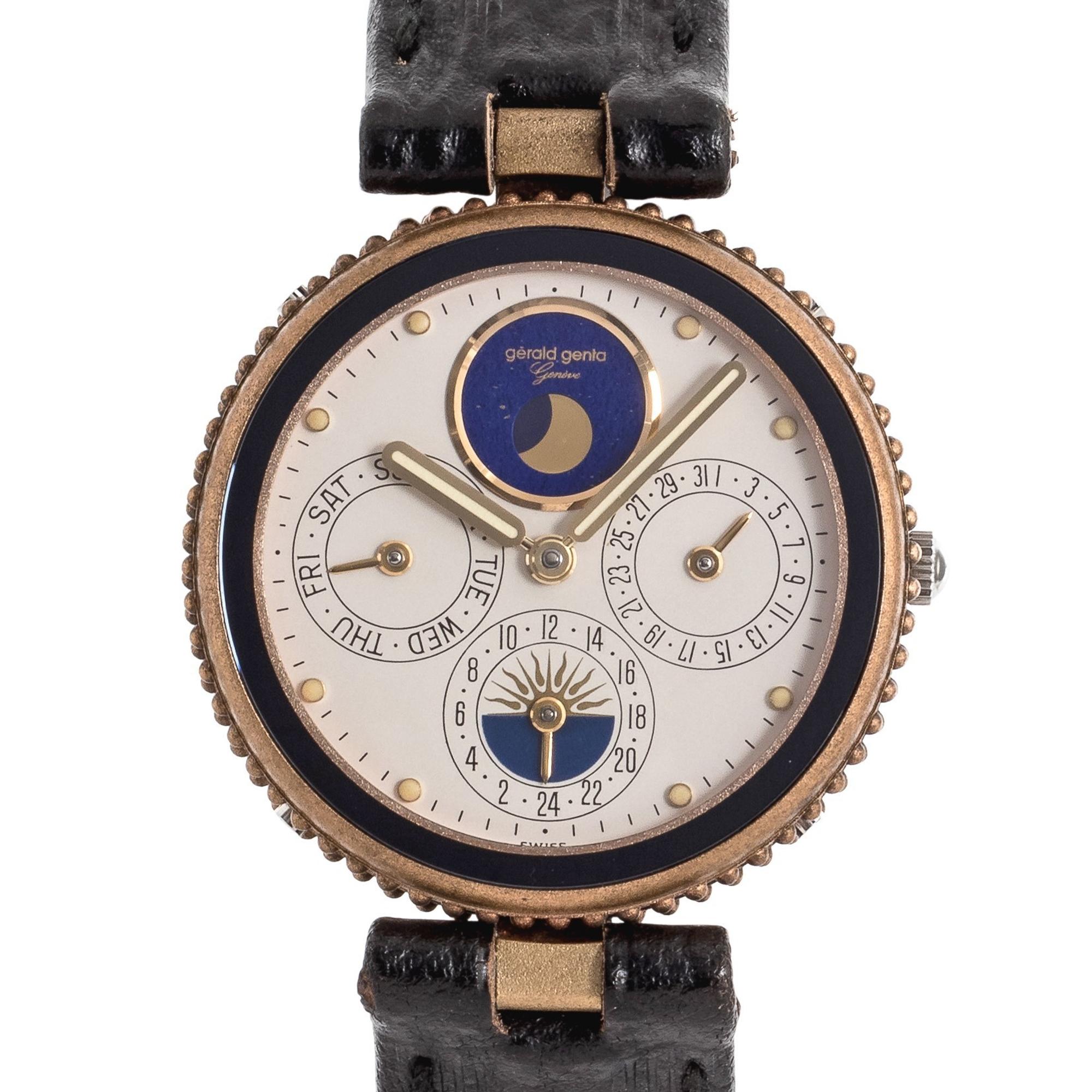 Gerald Genta, Bronze Triple Calendar Moonphase 'Gefica' Wristwatch
