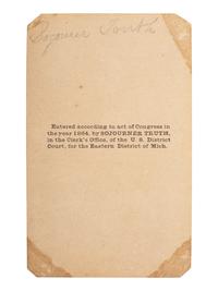 [TRUTH, SOJOURNER (1797-1883)]. CDV of Sojourner Truth with flowers. Uncredited: Michigan, 1864.