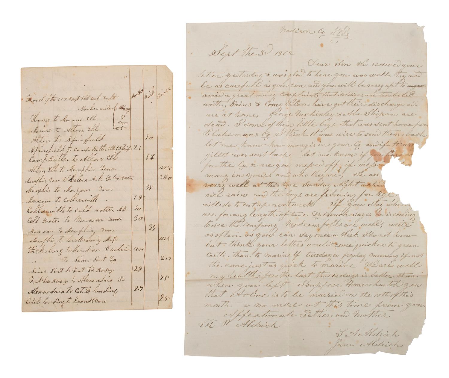 [CIVIL WAR]. Immediate post-war journal containing entries from 30+ soldiers of the 117th Illinois Infantry.
