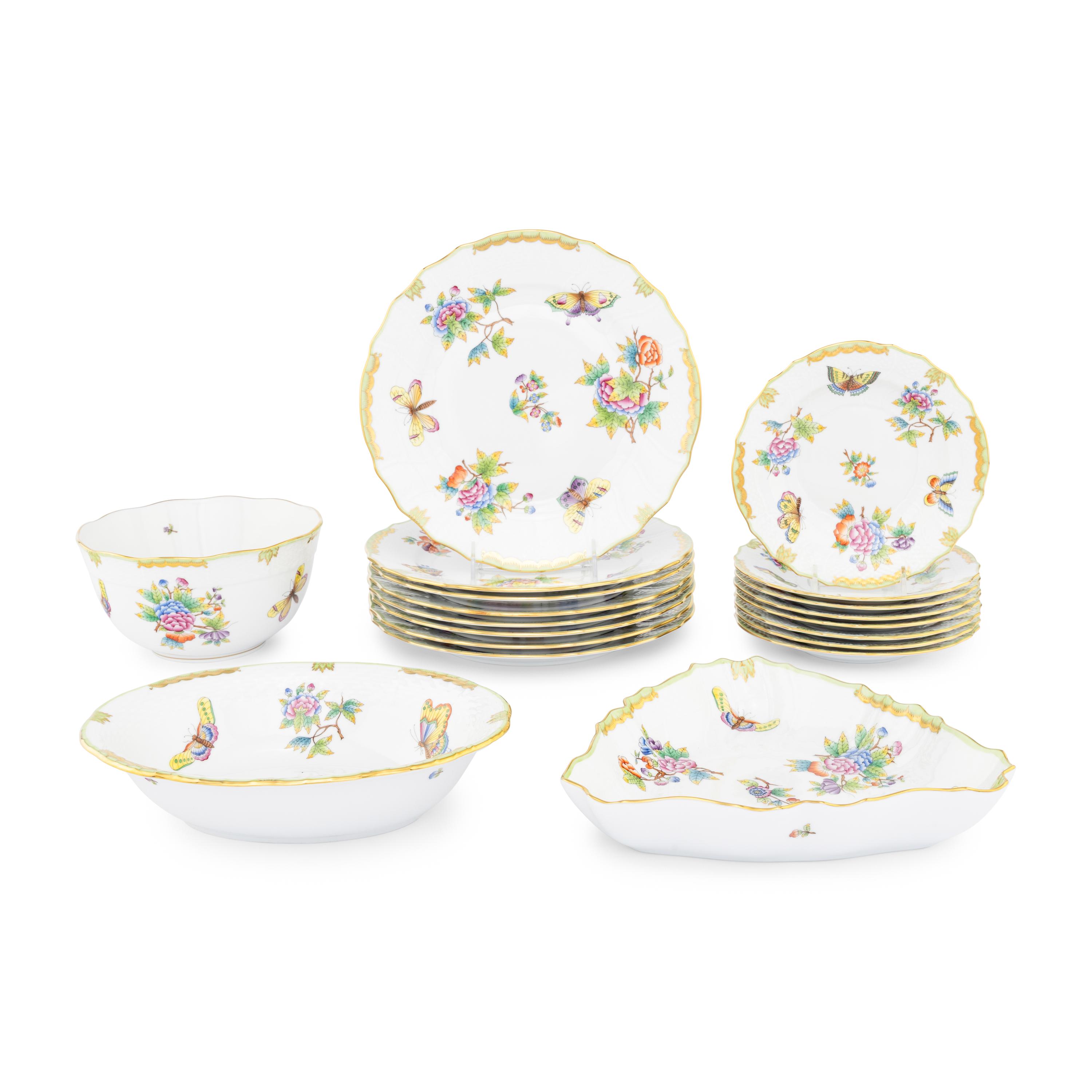 A Herend Queen Victoria Porcelain Part Dinner Service