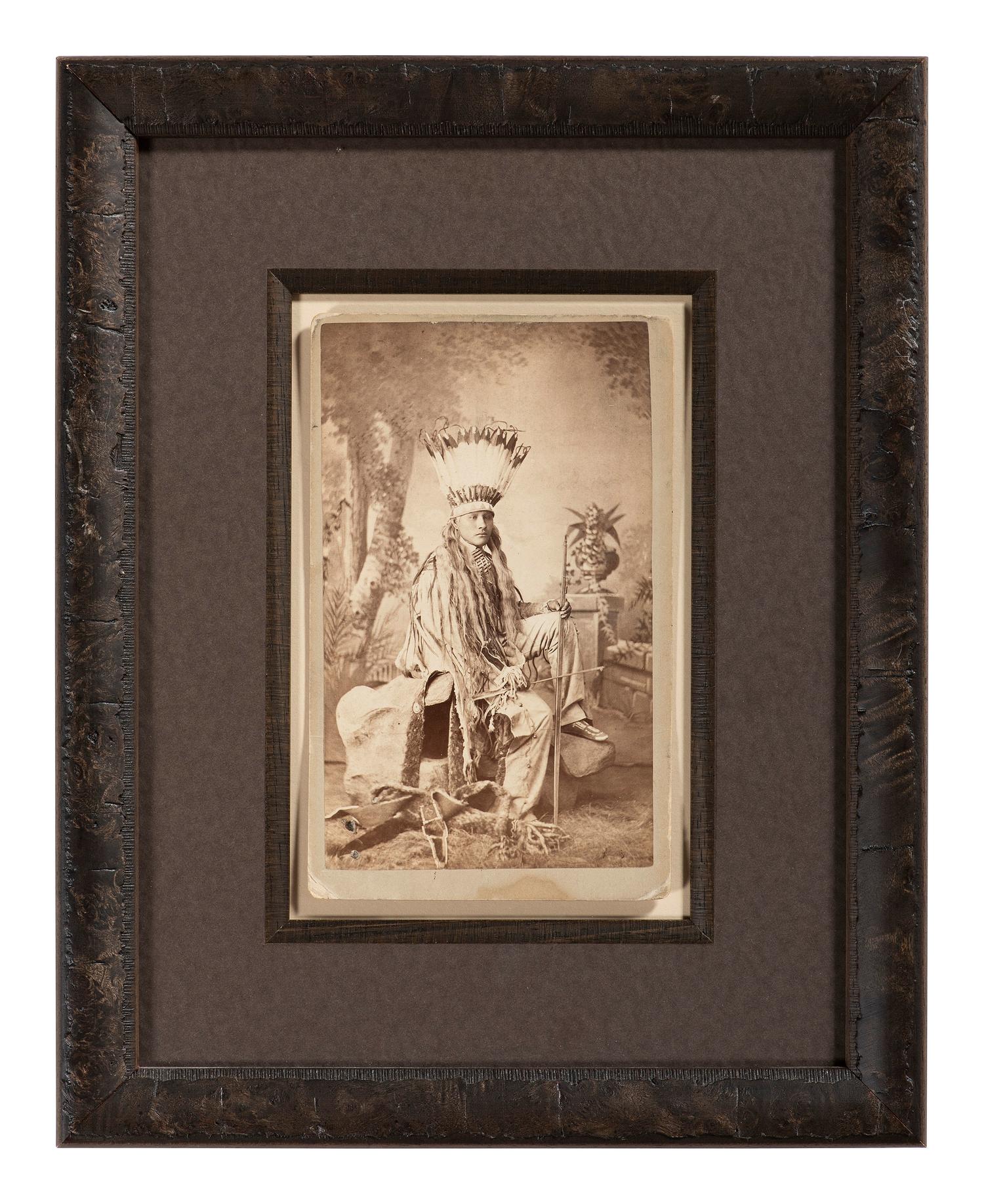 CHOATE, John N. (1848-1902), photographer. Boudoir card featuring Cheyenne student White Buffalo. [Carlisle, PA], ca 1881. [ With: ] 3 mounted photographs featuring chiefs including Red Dog and Boss Sun. Carlisle, PA.