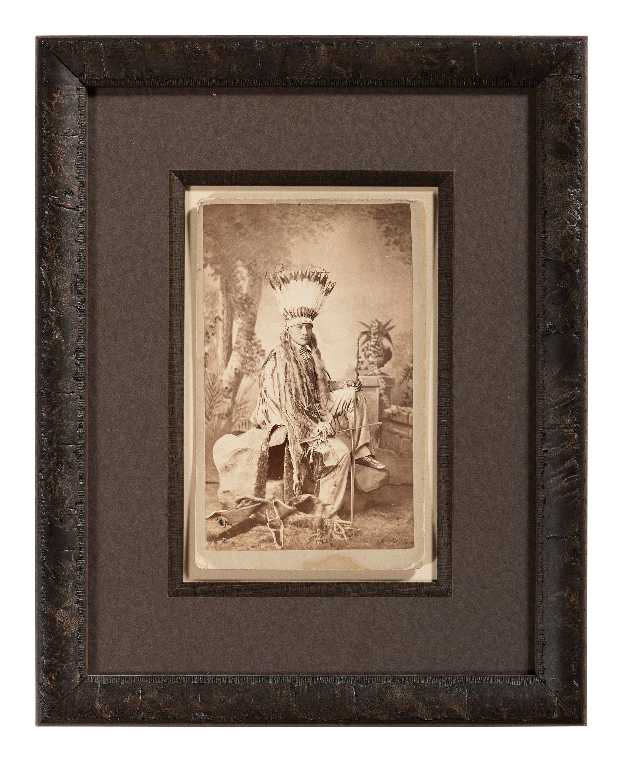 CHOATE, John N. (1848-1902), photographer. Boudoir card featuring Cheyenne student White Buffalo. [Carlisle, PA], ca 1881. [ With: ] 3 mounted photographs featuring chiefs including Red Dog and Boss Sun. Carlisle, PA.