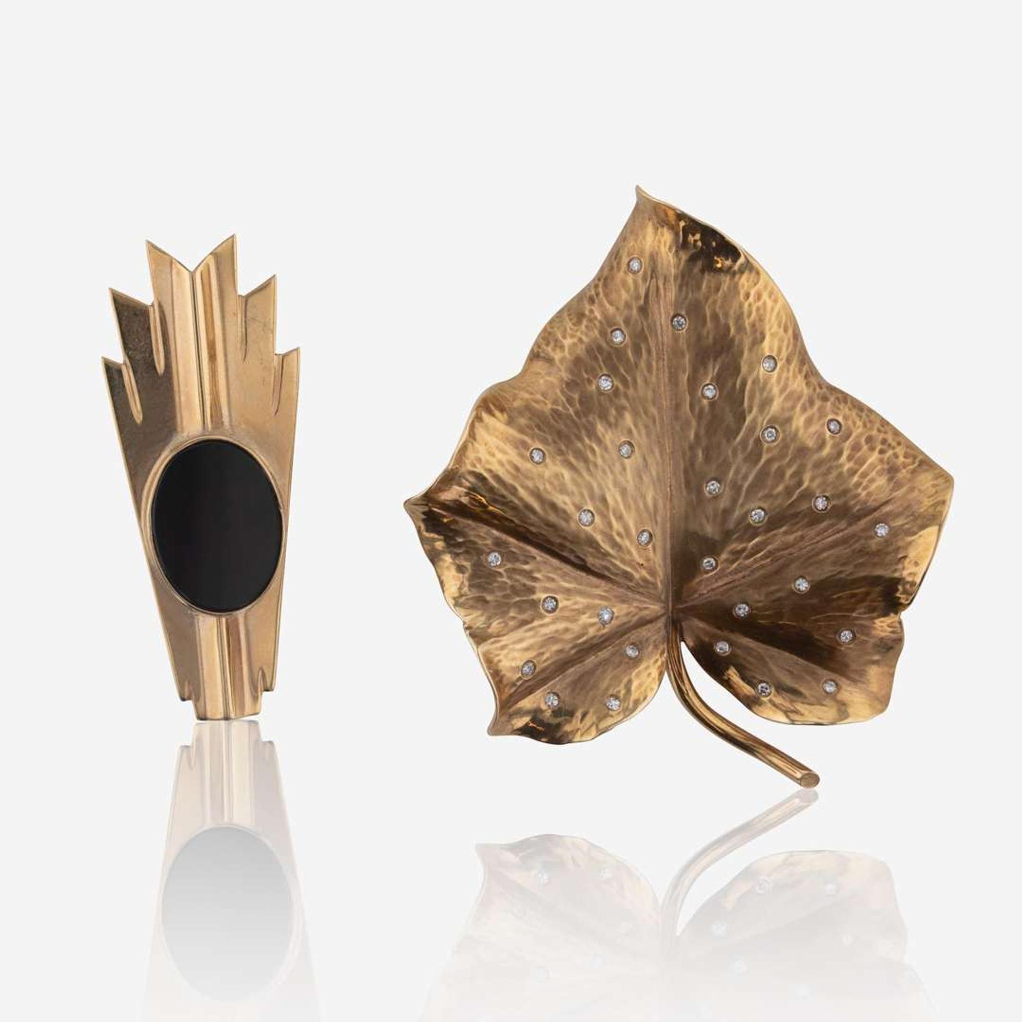 Set of Two 14K Yellow Gold Brooches