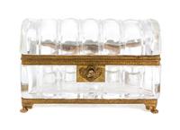 A French Gilt Bronze Mounted Molded Crystal Hinge Top Box Height 4 3/4 x length 7 1/4 inches. — 19TH CENTURY