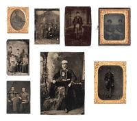 [MILITARIA]. 13 ambrotypes and tintypes of Civil War soldiers and other uniformed subjects.