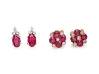 COLLECTION OF RUBY AND DIAMOND EARRINGS
