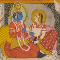 A Painting of Radha and Krishna on Two Tiers with Attendants Celebrating the Spring Festival of Holi, Bikaner or Deccan School, 19th/20th Century