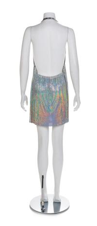 Paco Rabanne Silver Oroton Top and an Iridescent Oroton Halter Dress, 1980-90s Paco Rabanne: no size label; Halter: Medium