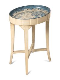 A Chinoiserie Decorated Blue and While Painted Side Table
