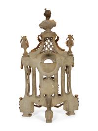 A Louis XVI Painted and Parcel Gilt Carved Wood Watch Stand