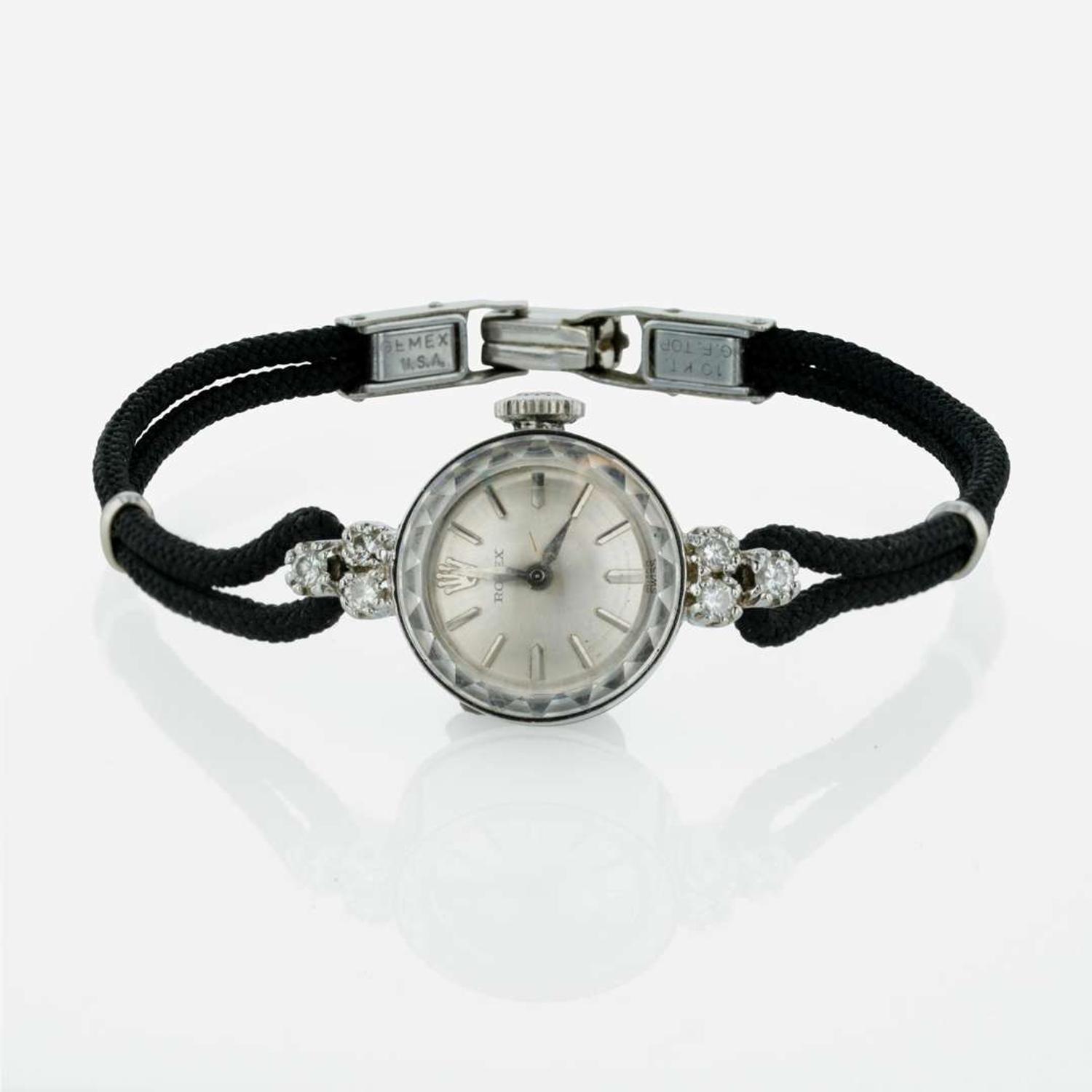 A 14K White Gold Diamond Ladies Rolex C.1940