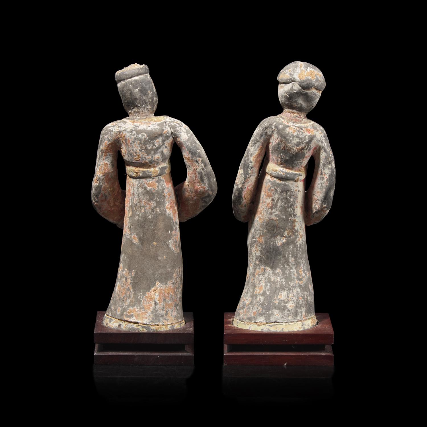 A Pair of Chinese Pottery Figures 陶俑一對