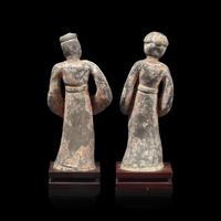 A Pair of Chinese Pottery Figures 陶俑一對
