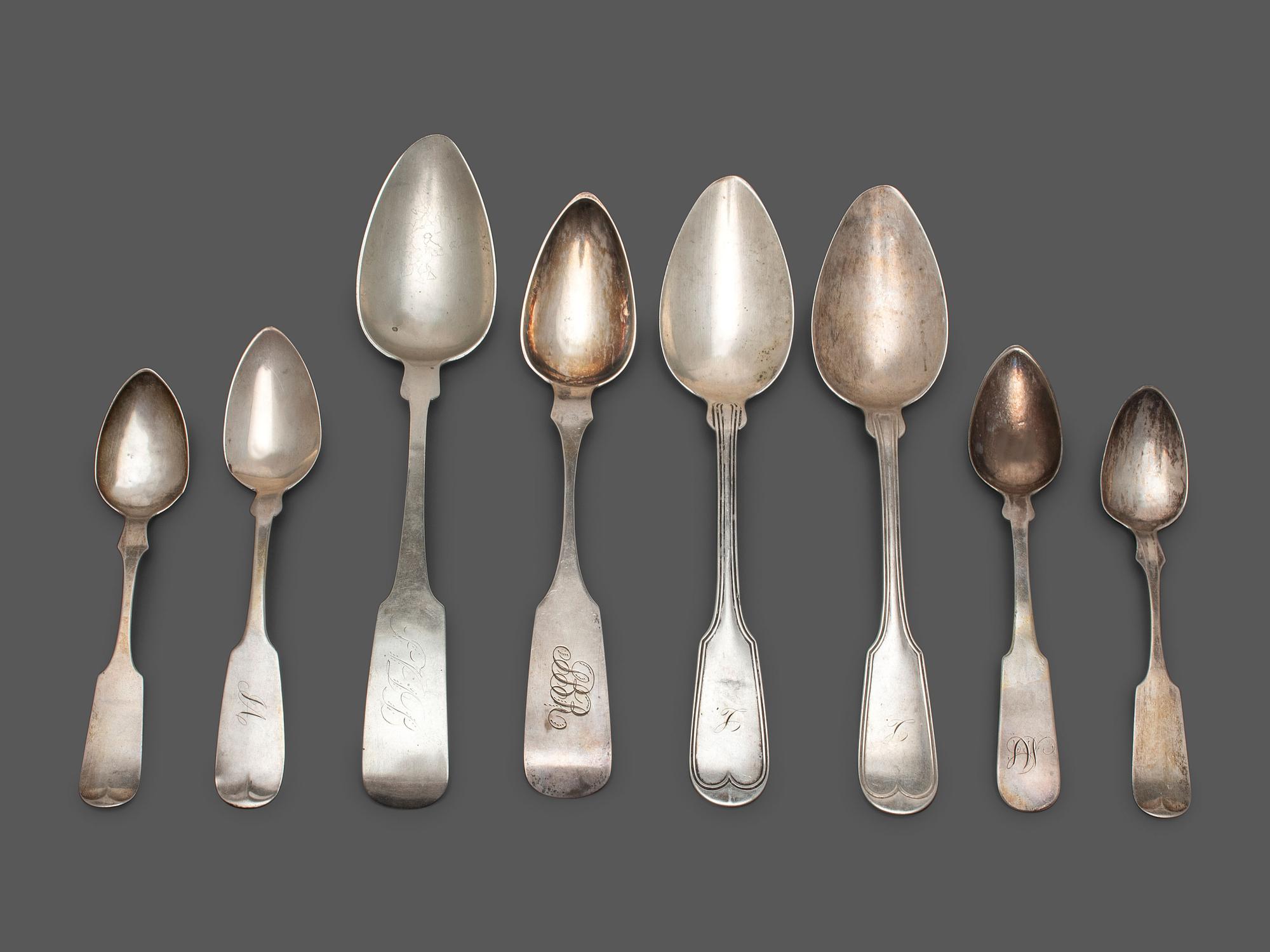 A Collection of Coin Silver Flatware