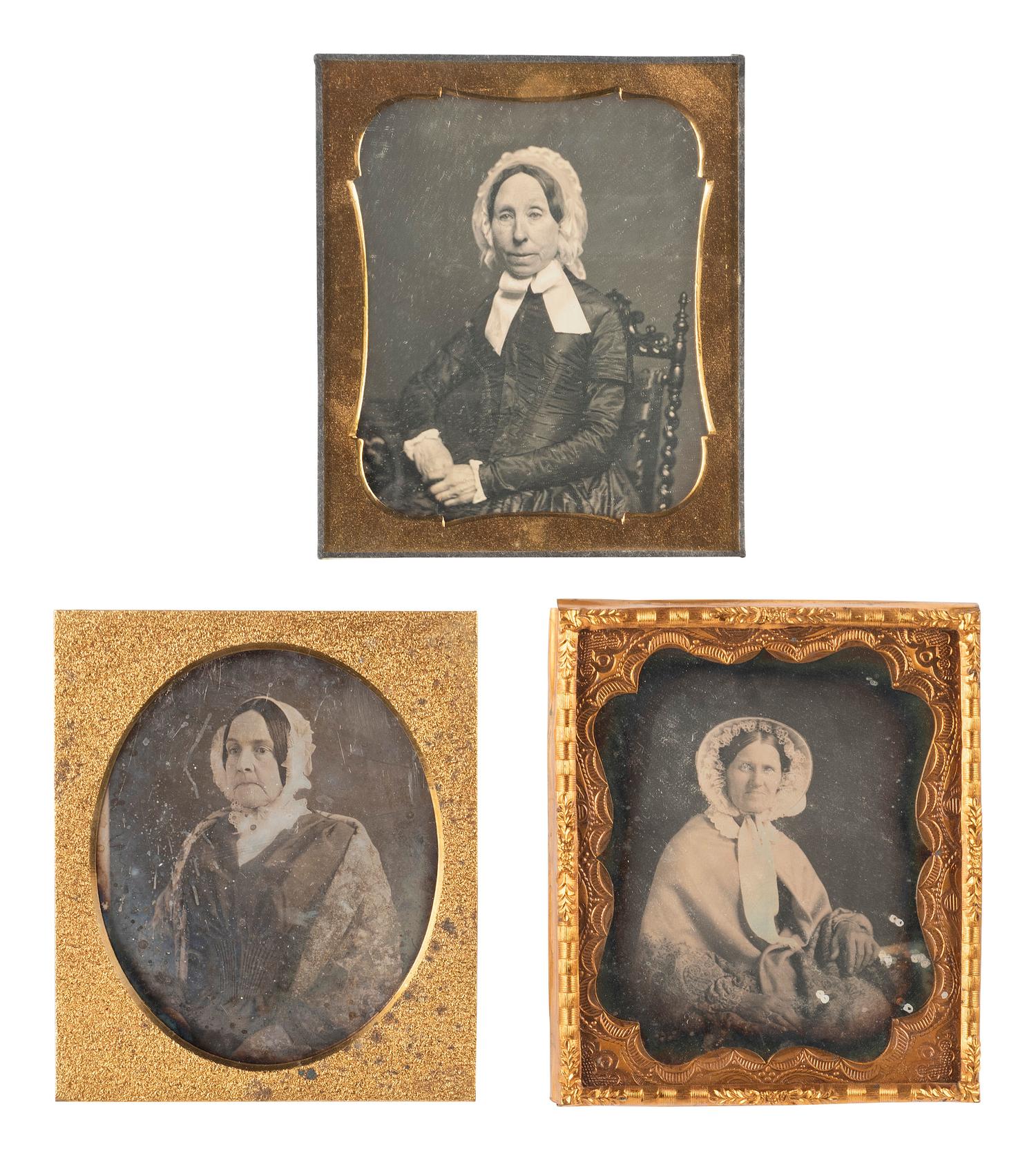 [EARLY PHOTOGRAPHY]. A group of 35 sixth plate daguerreotypes of aged women.