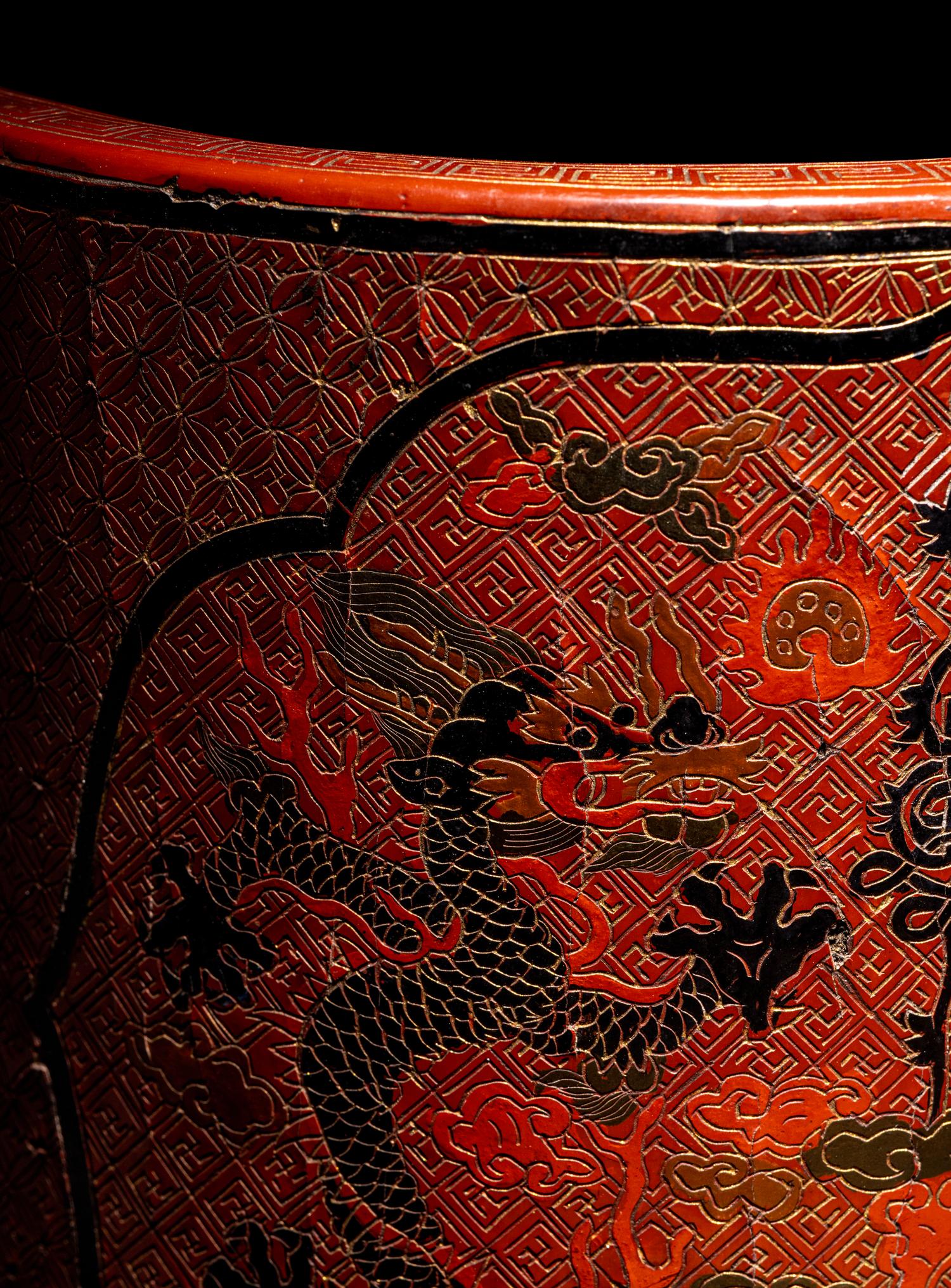 A Chinese Tianqi Red Lacquer Brushpot, Bitong