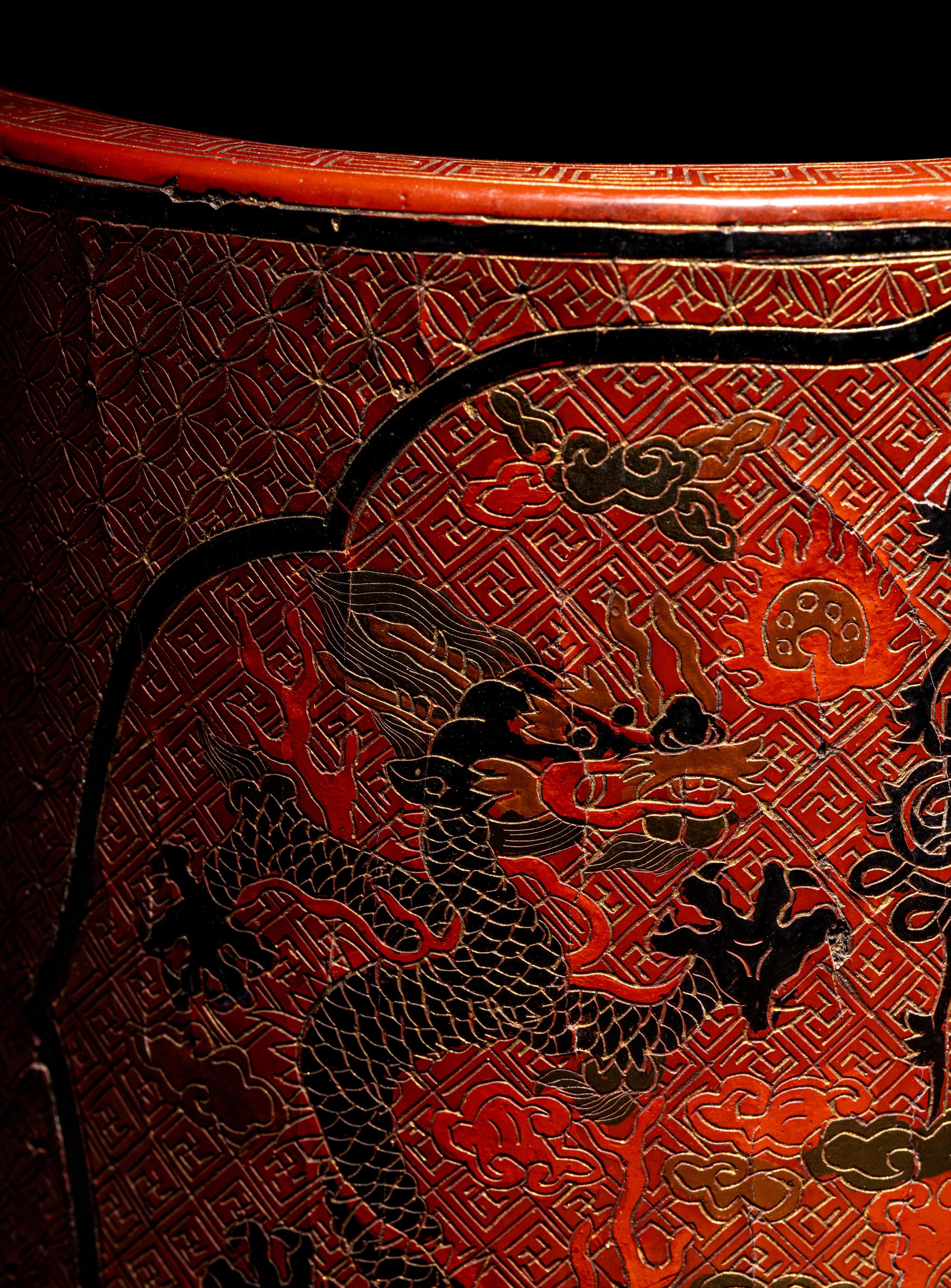 A Chinese Tianqi Red Lacquer Brushpot, Bitong