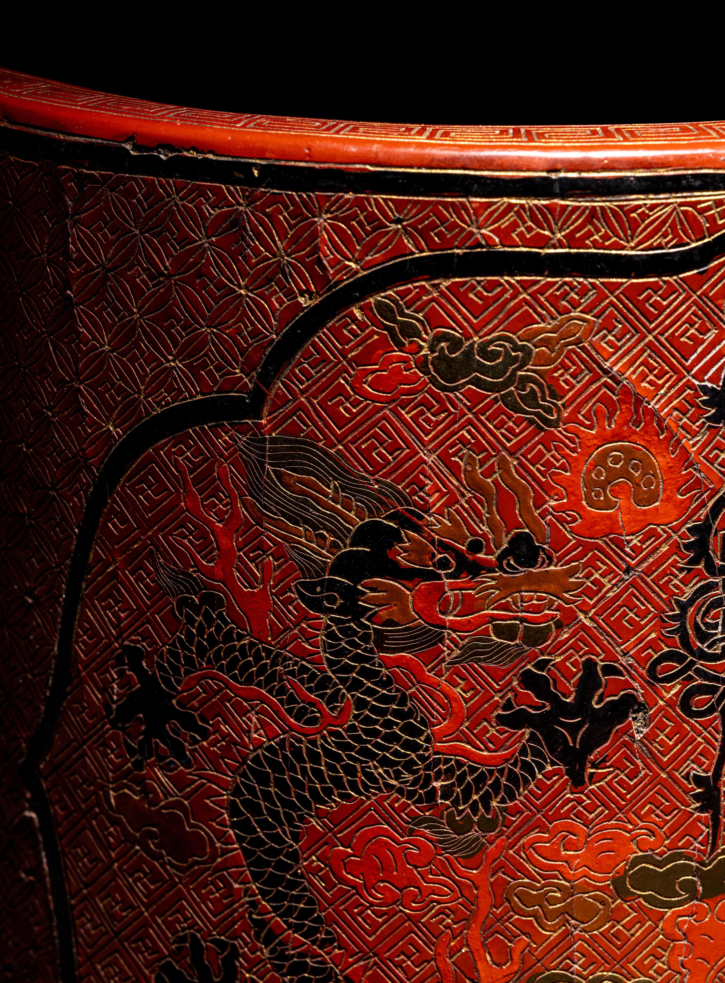 A Chinese Tianqi Red Lacquer Brushpot, Bitong