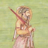 A Folio Portrait of a Standing Mughal Prince with Raised Sword, North India, 20th Century