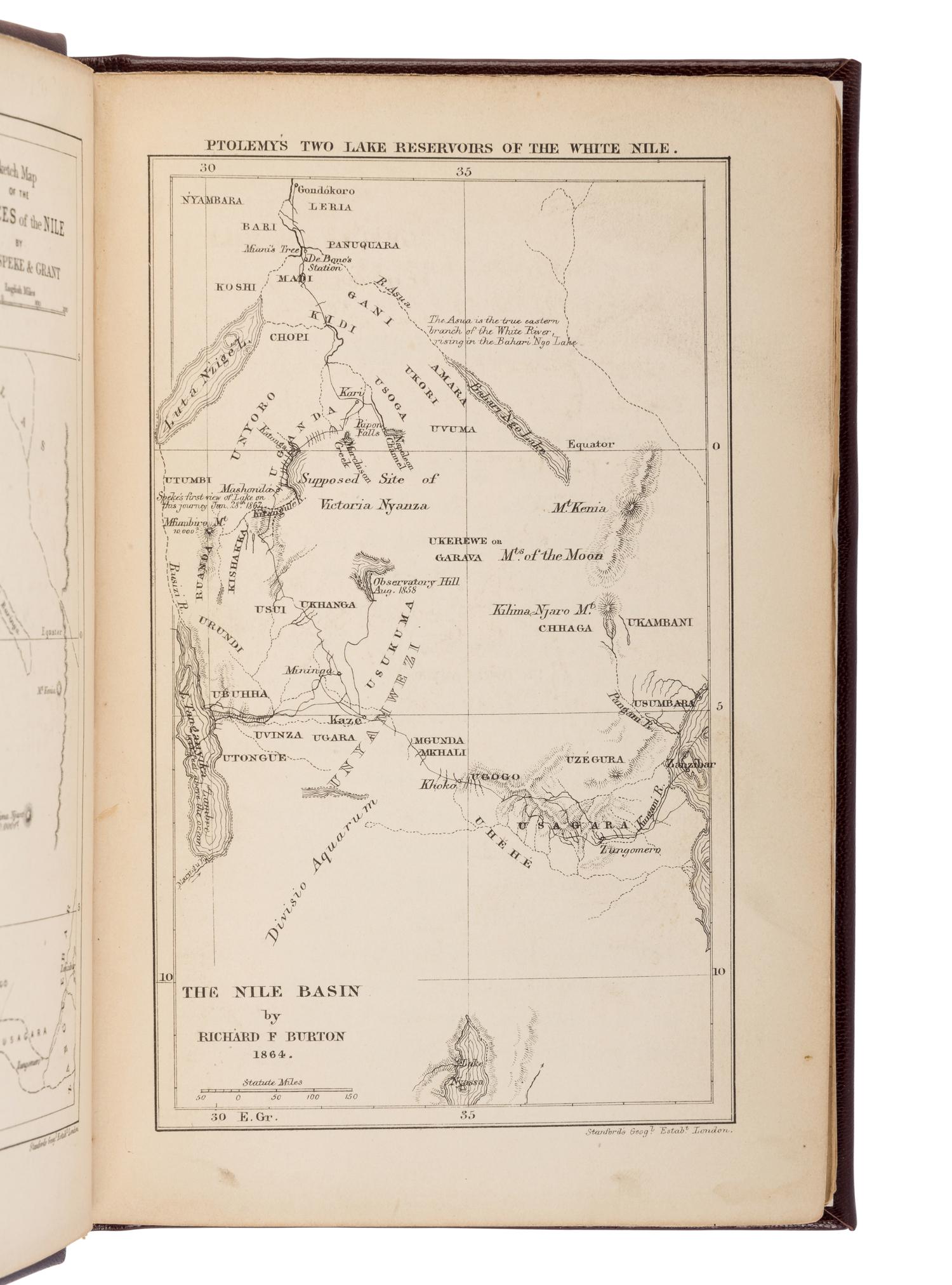 BURTON, Richard Francis, Sir (1821-1890) and James MacQUEEN (1778-1870). The Nile Basin . London: Tinsley Brothers, 1864.