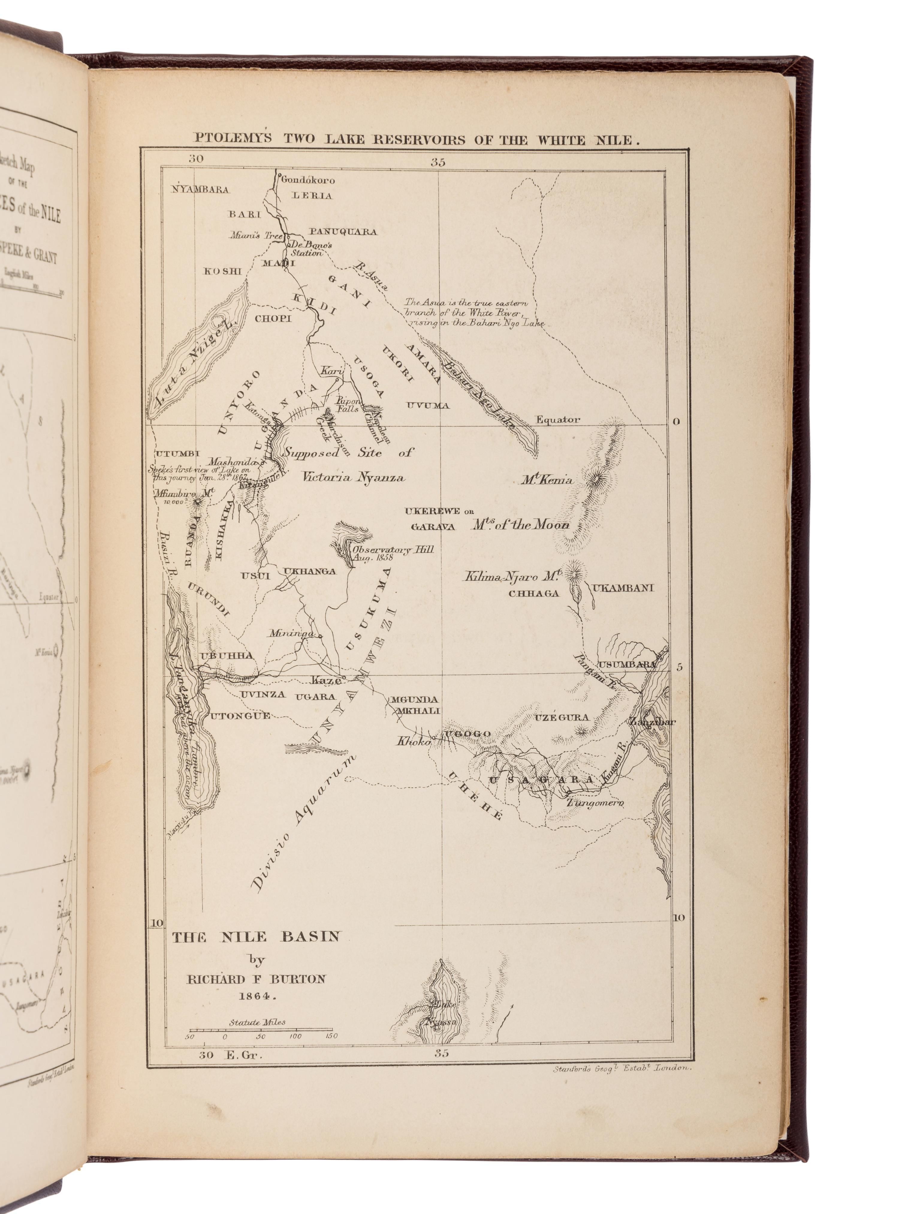 BURTON, Richard Francis, Sir (1821-1890) and James MacQUEEN (1778-1870). The Nile Basin . London: Tinsley Brothers, 1864.
