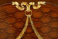 A Louis XVI Style Gilt Bronze Mounted Parquetry Marble-Top Commode