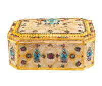A Large Silvered and Gilt Filigree and Jeweled Box