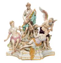 A Meissen Porcelain Figural Group Height overall 15 inches. — 19TH CENTURY, AFTER THE MODEL BY J.J. KANDLER