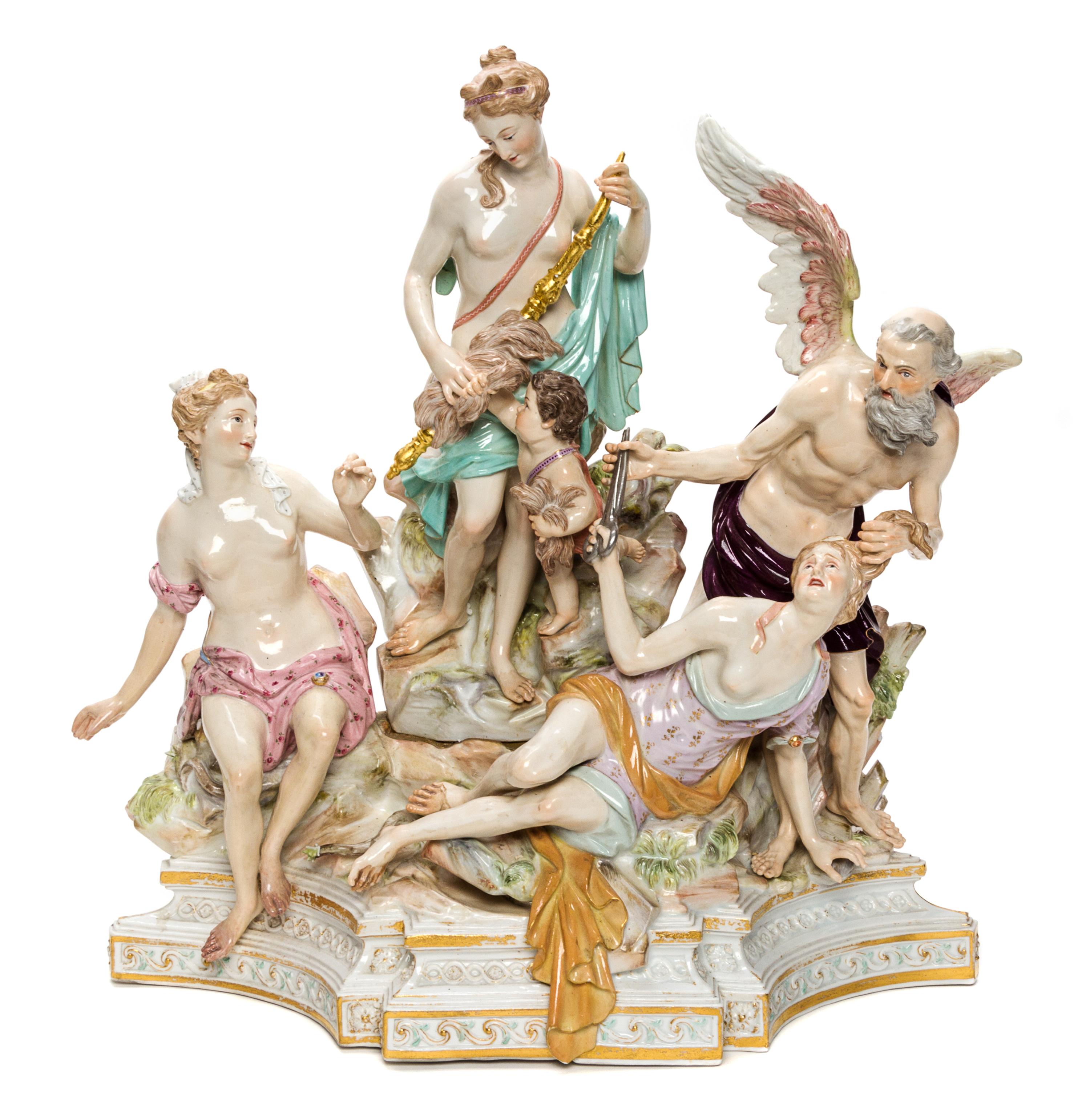 A Meissen Porcelain Figural Group Height overall 15 inches. — 19TH CENTURY, AFTER THE MODEL BY J.J. KANDLER