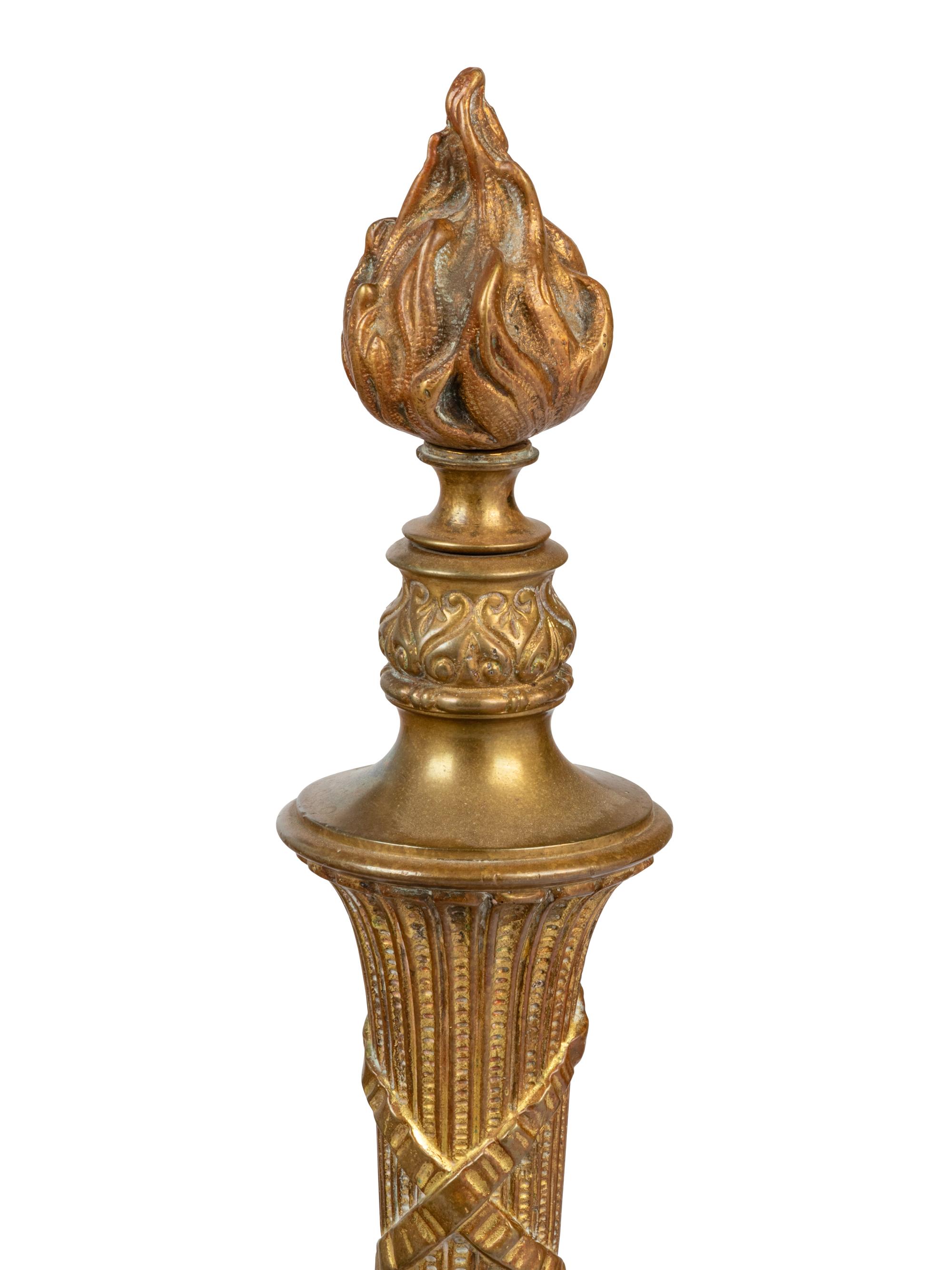 A Pair of Napoleon III Style Brass Andirons