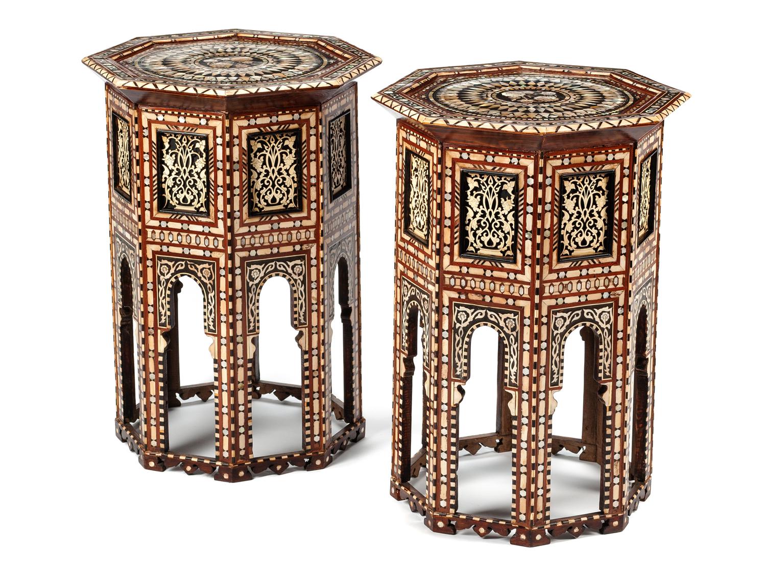 A Pair of Moorish Style Mother-of-Pearl Inlaid Tables
