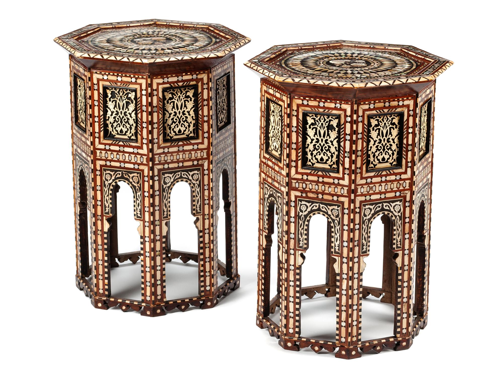 A Pair of Moorish Style Mother-of-Pearl Inlaid Tables
