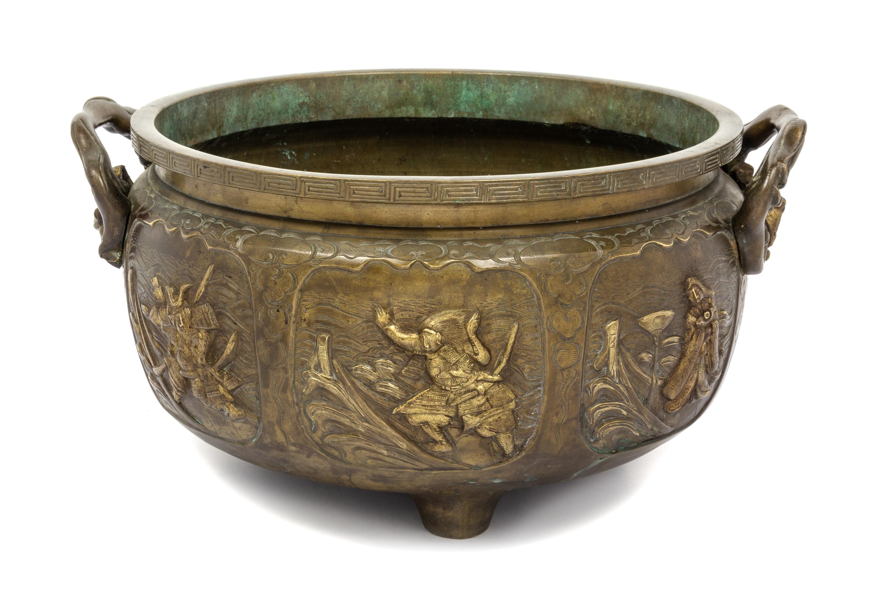 A Japanese Bronze Jardiniere Height 9 3/8 x width 20 1/4 inches. — EARLY 20TH CENTURY
