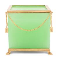 A French Gilt Metal and Green Opaline Glass Cache Pot