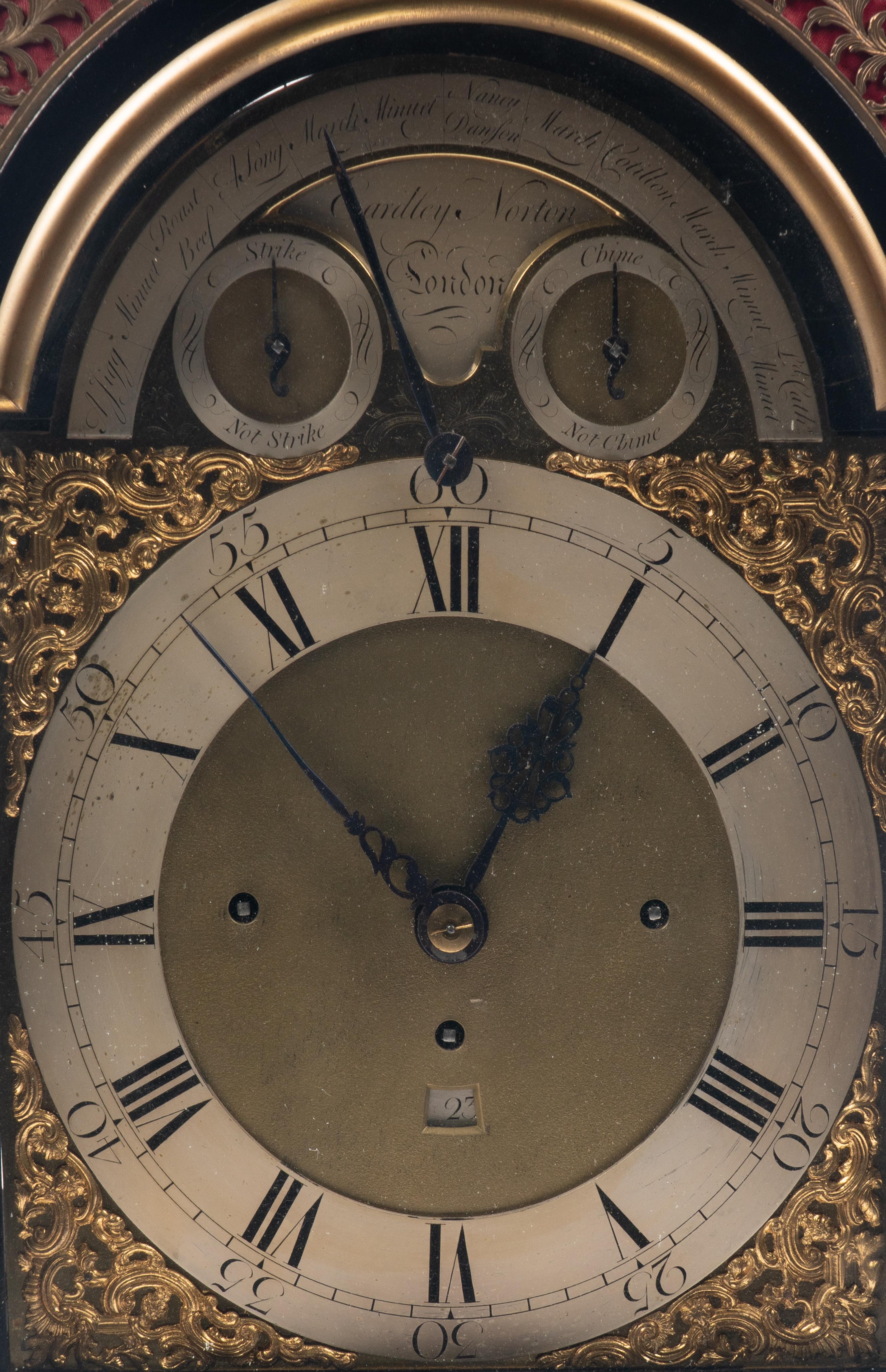 A George III Gilt Bronze Mounted Ebonized Musical Clock