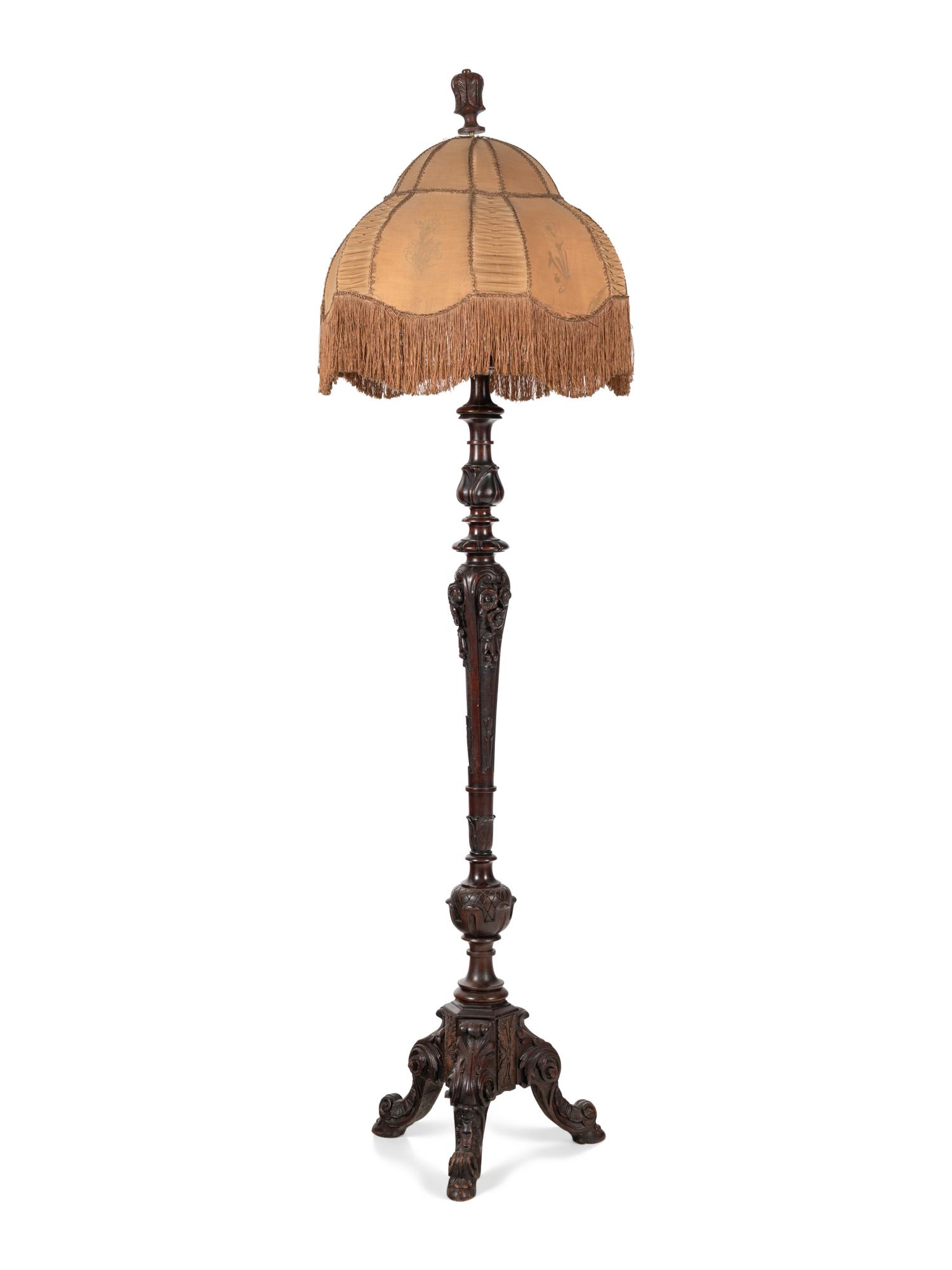 An American Carved Mahogany Floor Lamp