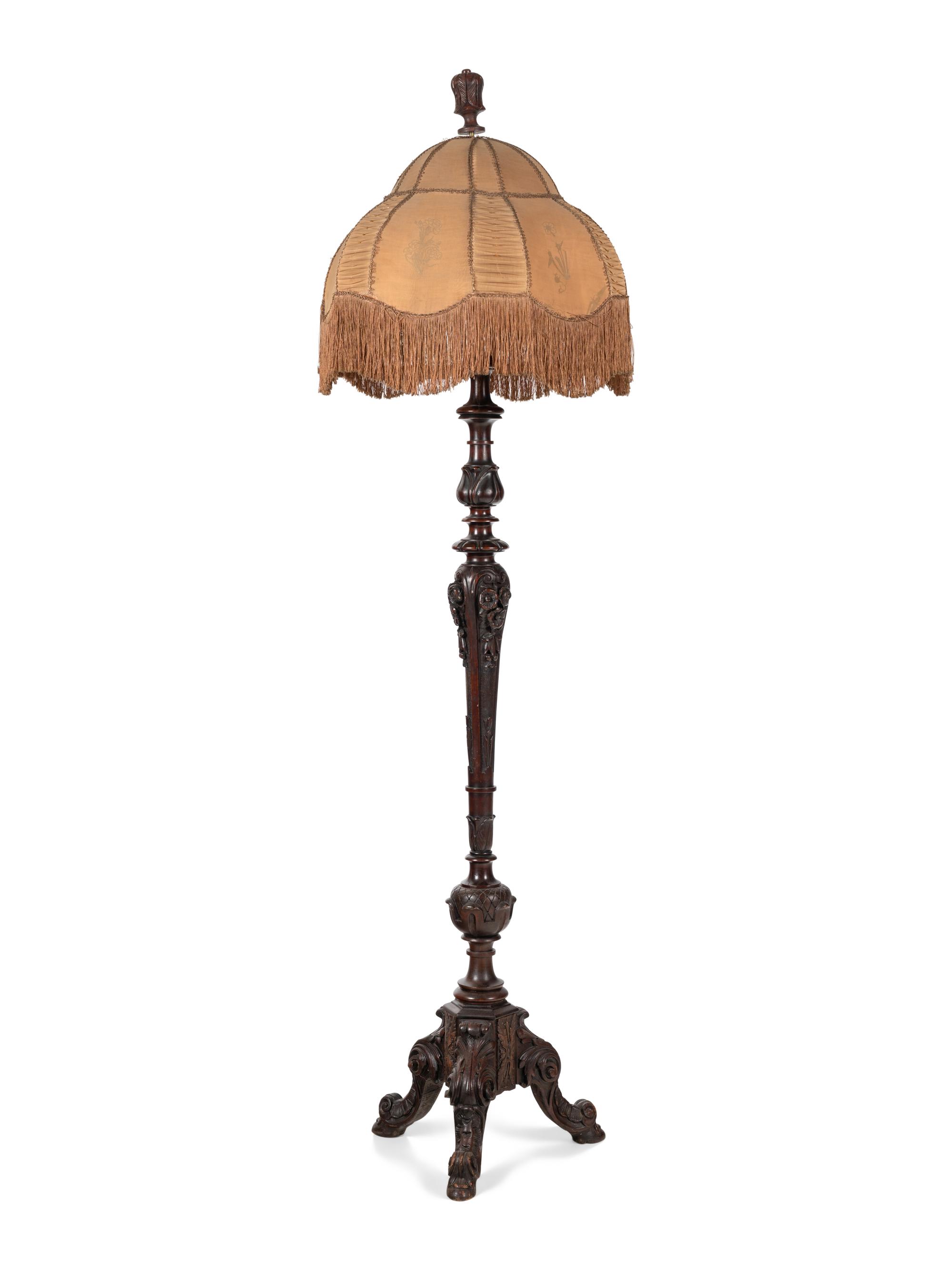 An American Carved Mahogany Floor Lamp