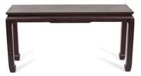 A Contemporary Black and Red Patterned Wrapped Chinese Style Console Table — 20TH CENTURY