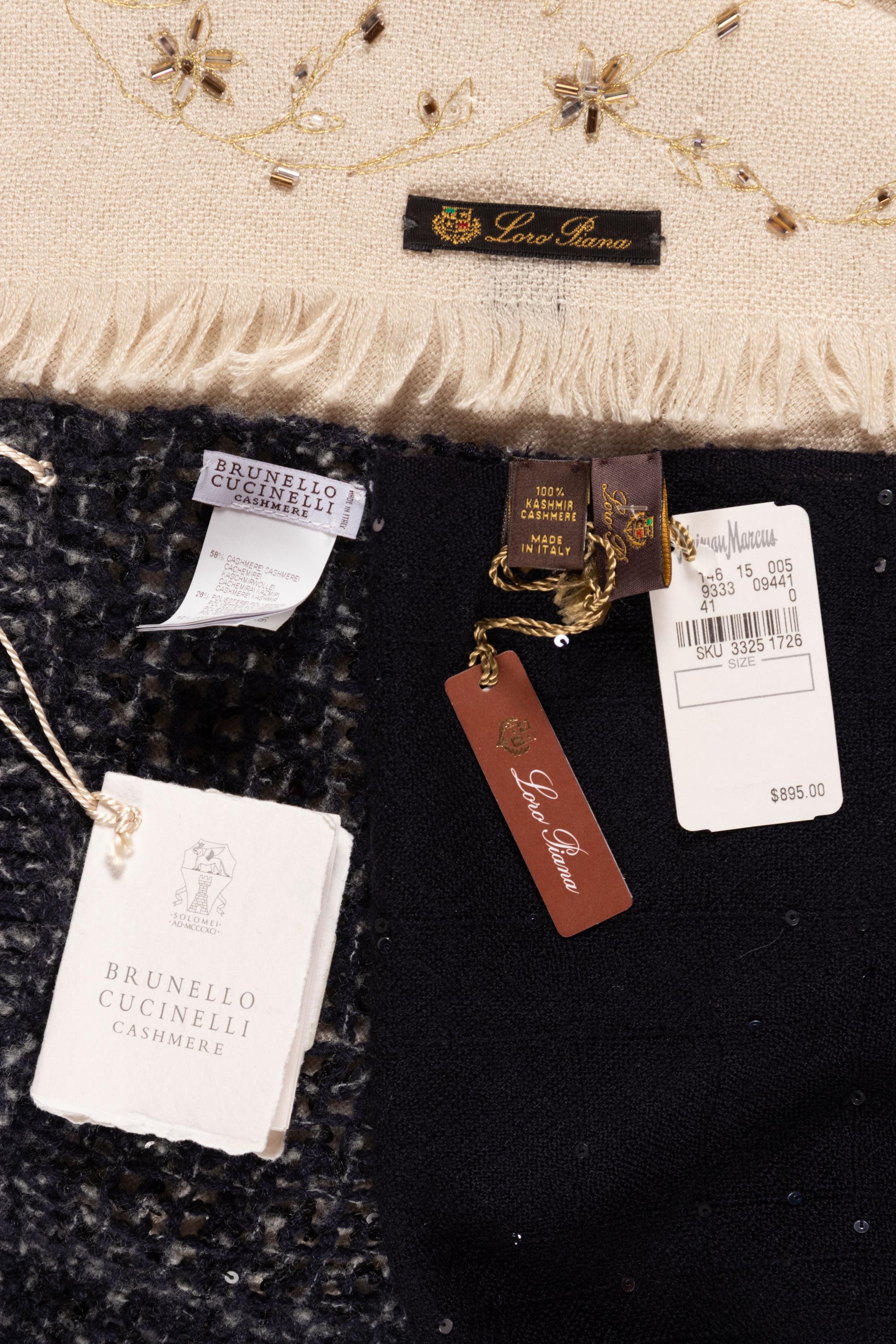 Three Designer Scarves: Two Loro Piana, One Brunello Cucinelli