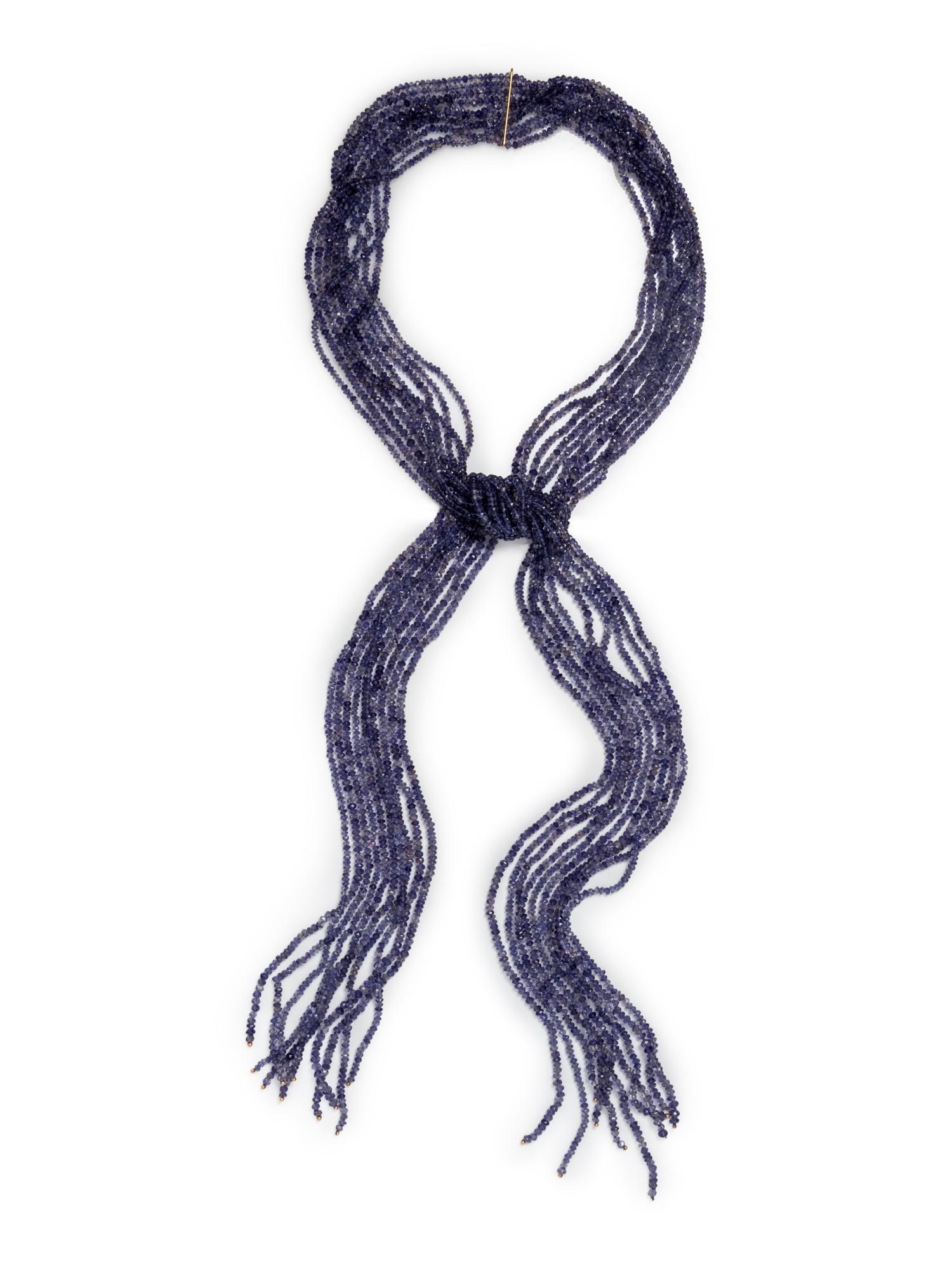 IOLITE BEAD SCARF STYLE NECKLACE