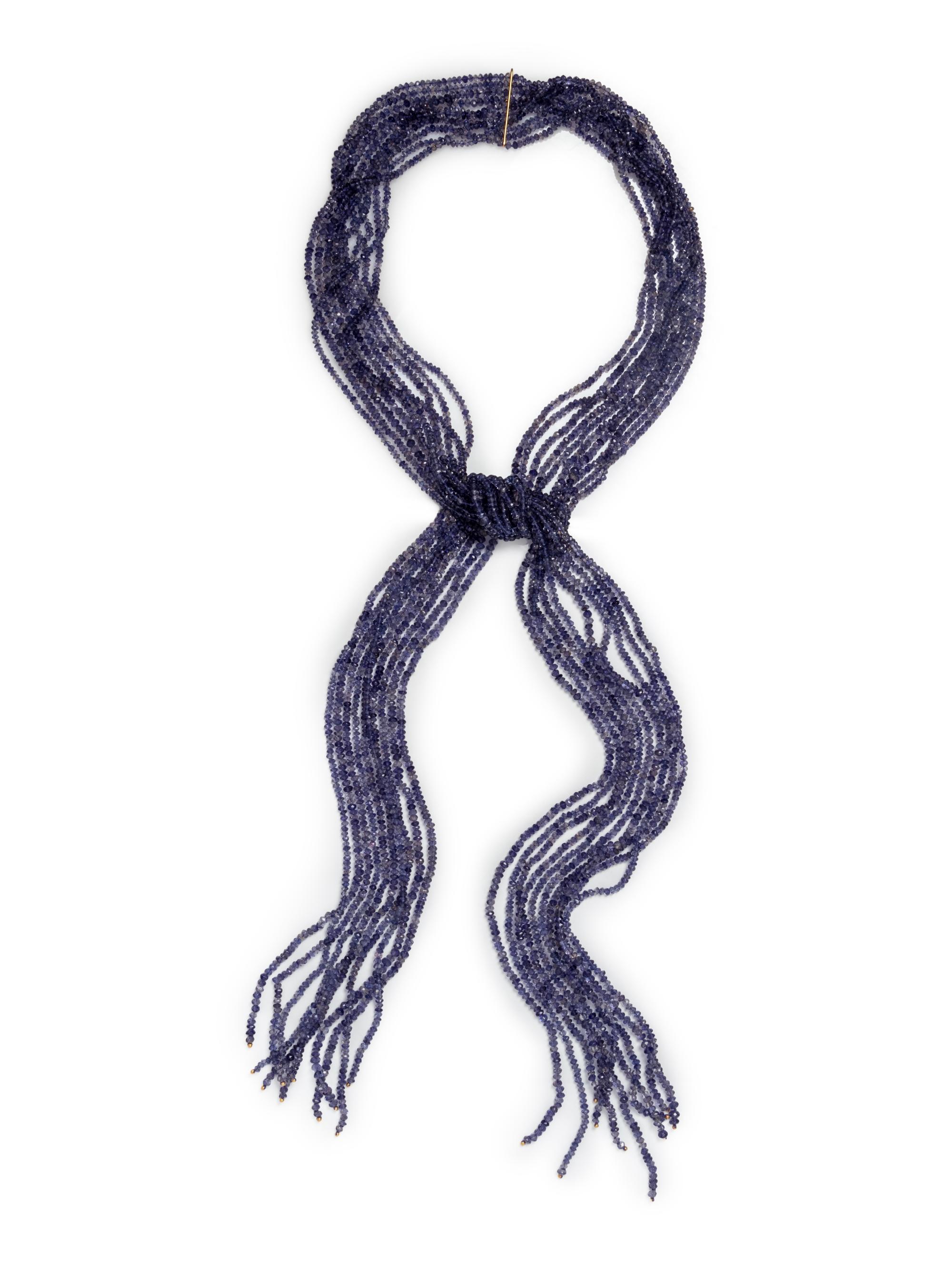 IOLITE BEAD SCARF STYLE NECKLACE