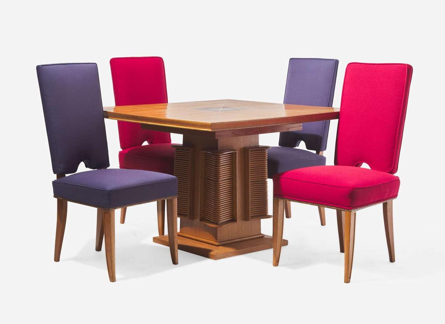 Maxime Old, Important Dining Table and Four Chairs