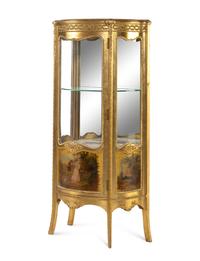 A Louis XVI Style Gilt Vernis Martin Vitrine