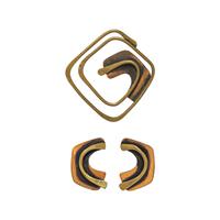 ART SMITH, MODERNIST, COPPER AND BRASS BROOCH AND EARRINGS