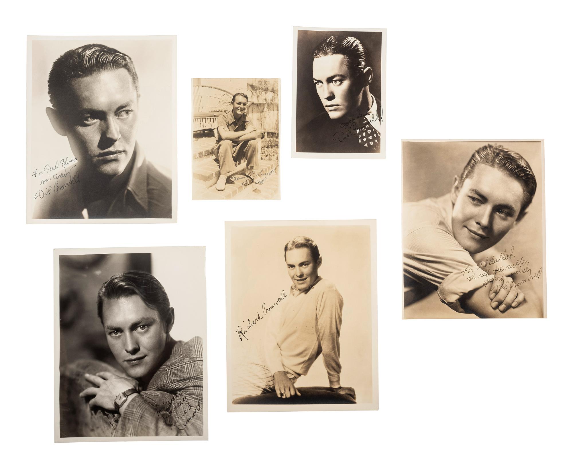 [HOLLYWOOD]. Extensive collection of signed photographs, publicity images, and personal items identified to American actor Richard Cromwell (1910-1960).