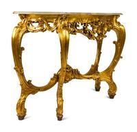 A Louis XV Style Giltwood Onyx-Top Console Table